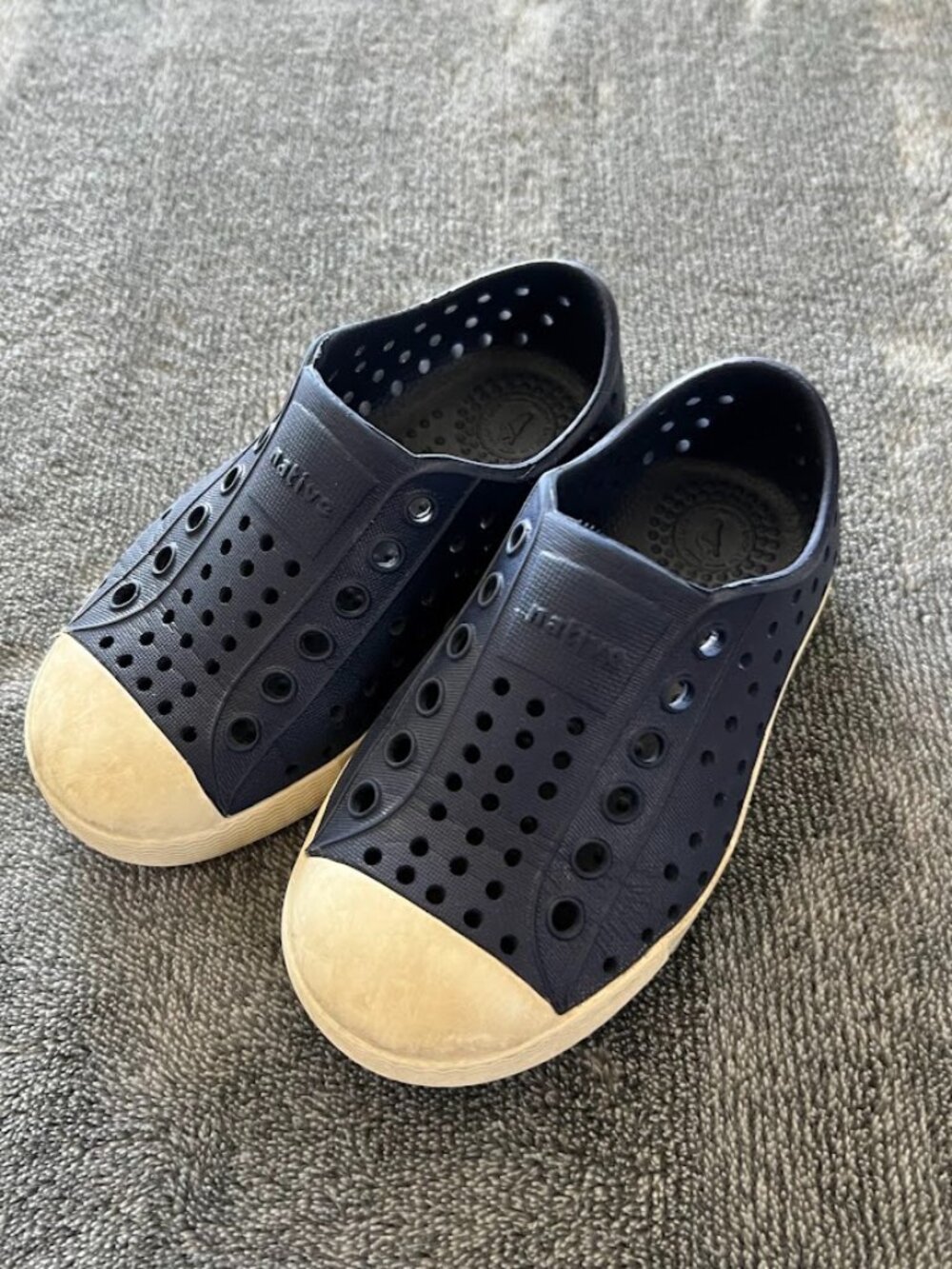 Native Jefferson Blue White Unisex Kids Slip-On Casual Round Toe Shoes Size C7